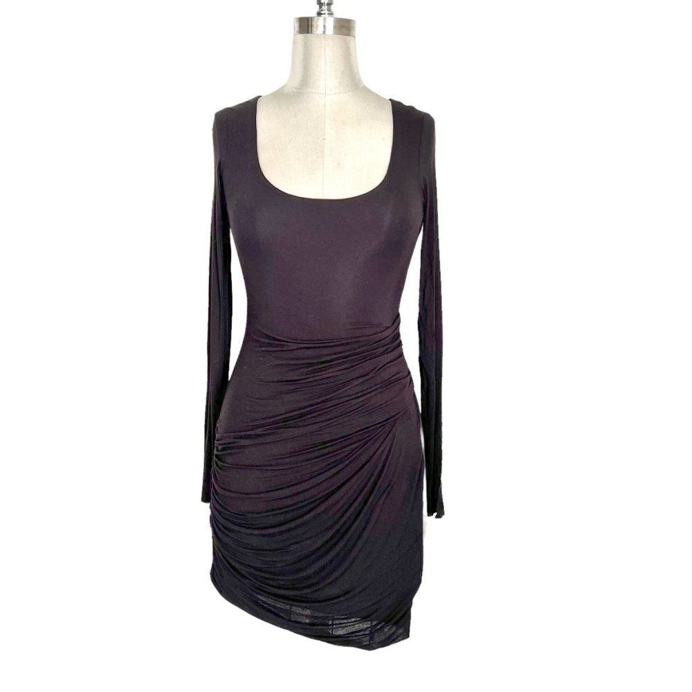 Bailey 44 black jersey faux leather combo dress size small